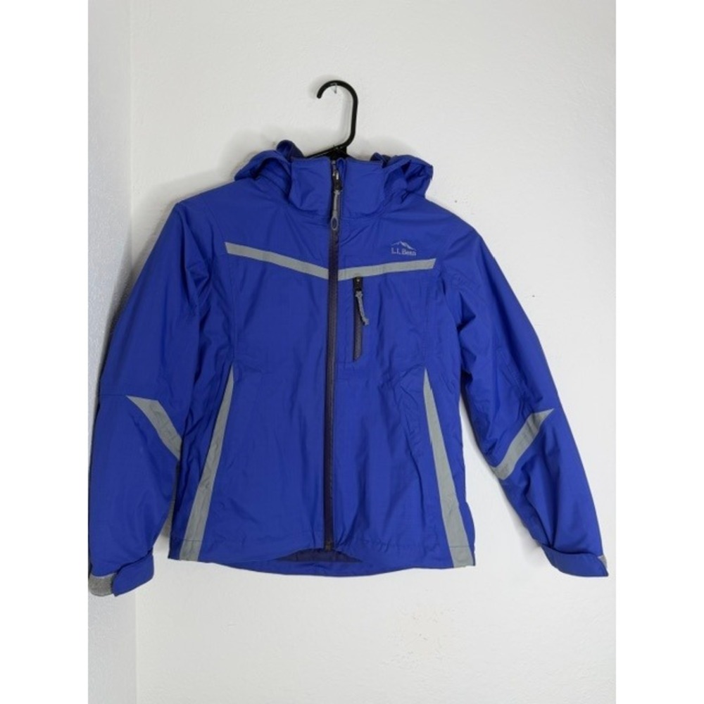 LL Bean Kids Blue Cold Buster Insulated Hooded Jacket Reflective Size Small 8